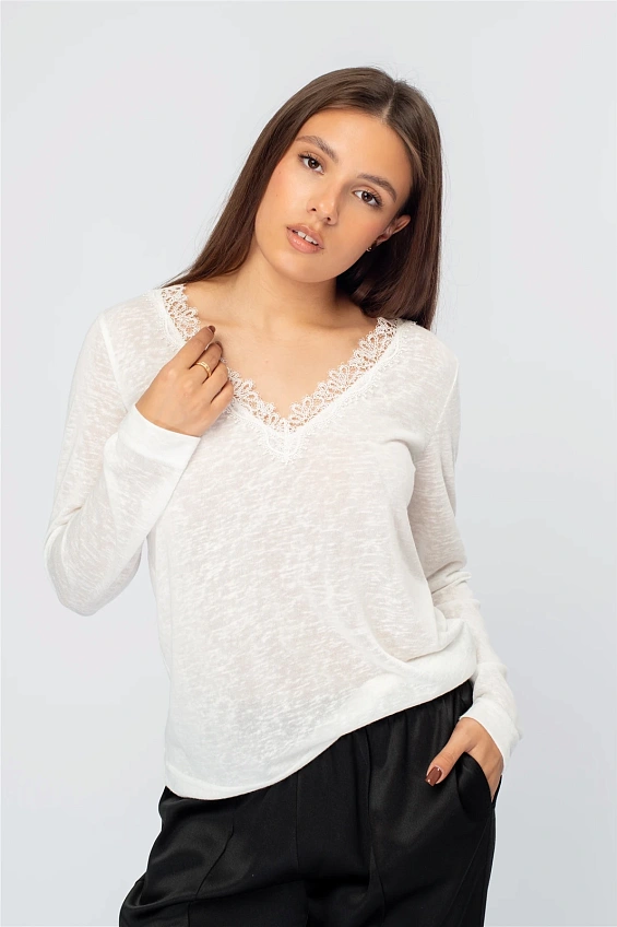 Лонгслив женский 5080.FLM Кружево оптом от производителя Ledinika
